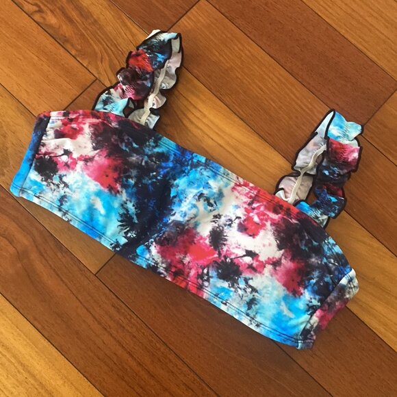 Tie Dye Frilly Bikini Top Size Large - Picture 4 of 6